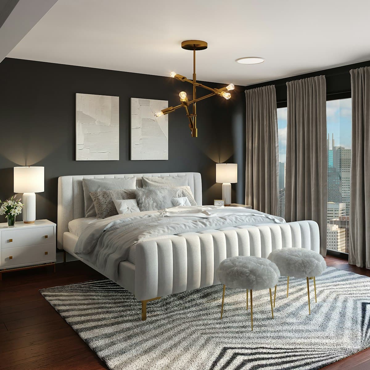 Freshly made bed in a cleaned Escambia County home